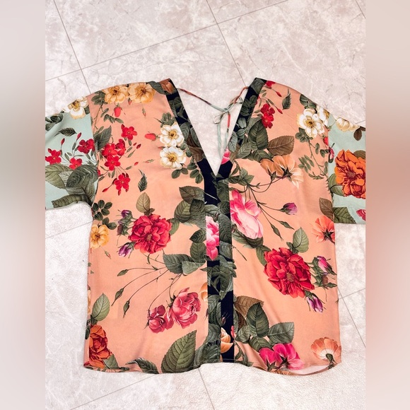 Farm Rio Anthropologie Floral Viscose Kimono Style Blouse Small - Picture 8 of 12